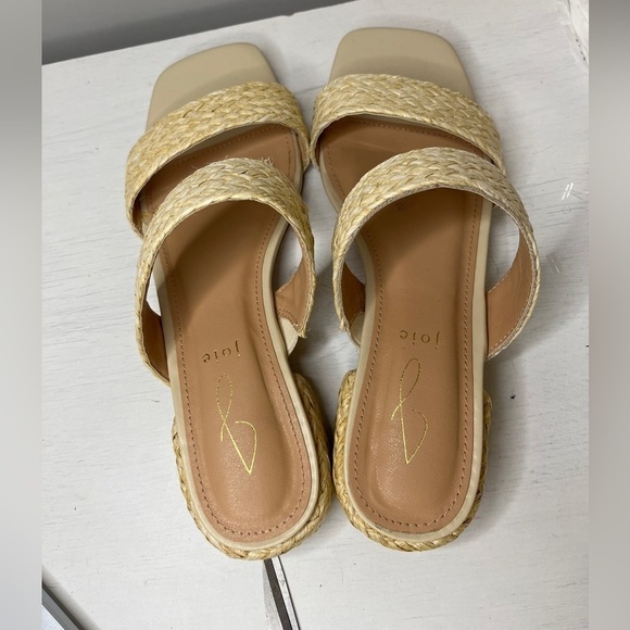 Joie Niki Braided Straw Square Toe Block Heel Sandal Sz 8.5 - Picture 7 of 10